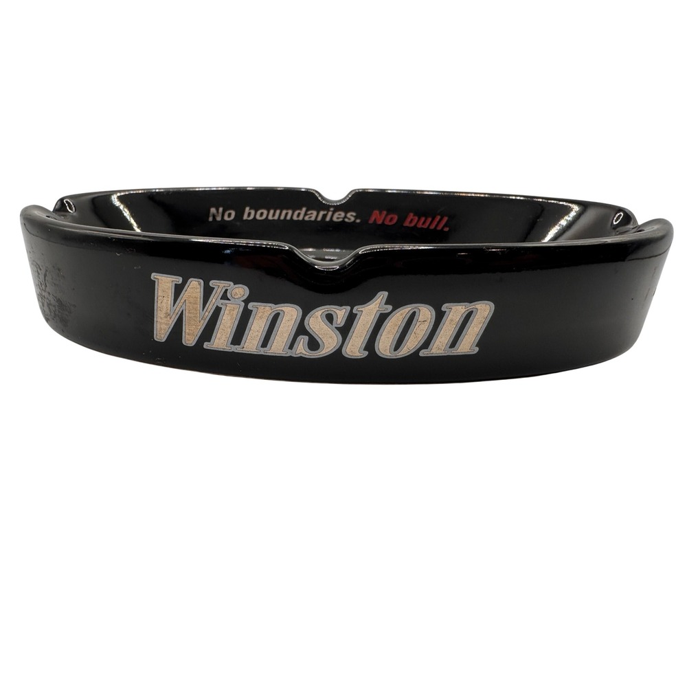 Winston Ashtray Black Ceramic No Boundaries No Bull Advertising Decor